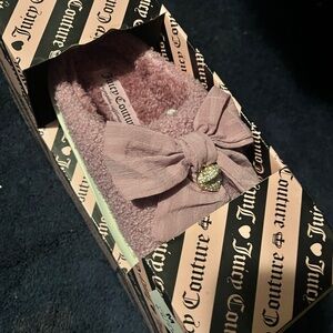 Juicy Couture Slippers with Lace Bow and Gold Charm